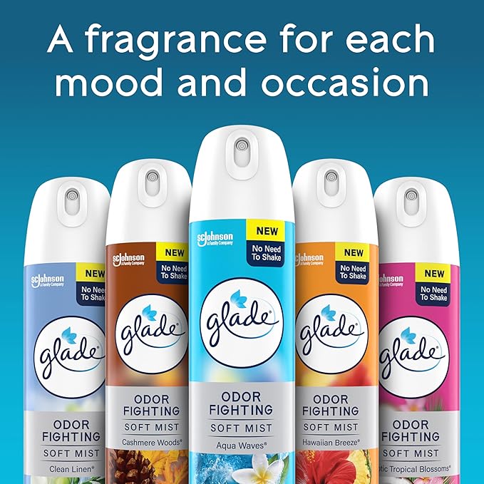 Glade Air Freshener Room Spray, Sky & Sea Salt Scent, Odor Fighting to Deliver Long Lasting Freshness, 8 Oz, 6 Count