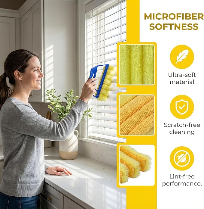 Blind Cleaner Duster Tool Microfiber Washable Cleaning Tools for Ceiling Fan Cleaner Duster and Blind Cleaner; Suitable for Louvers, Air Conditioning Vents, and Ceiling Fans (4-Pack)