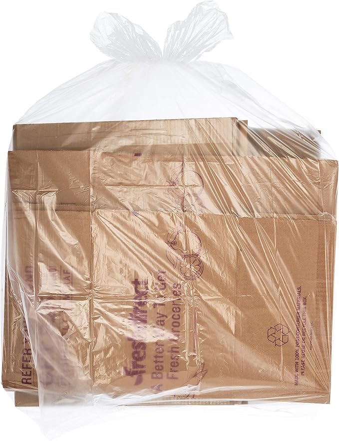 Veska 65 Gallon Clear Trash Bags, (50 Bags w/Ties) Clear Recycling Plastic Garbage Bags. 60 Gallon, 64 Gallon, 65 Gallon Trash Bags
