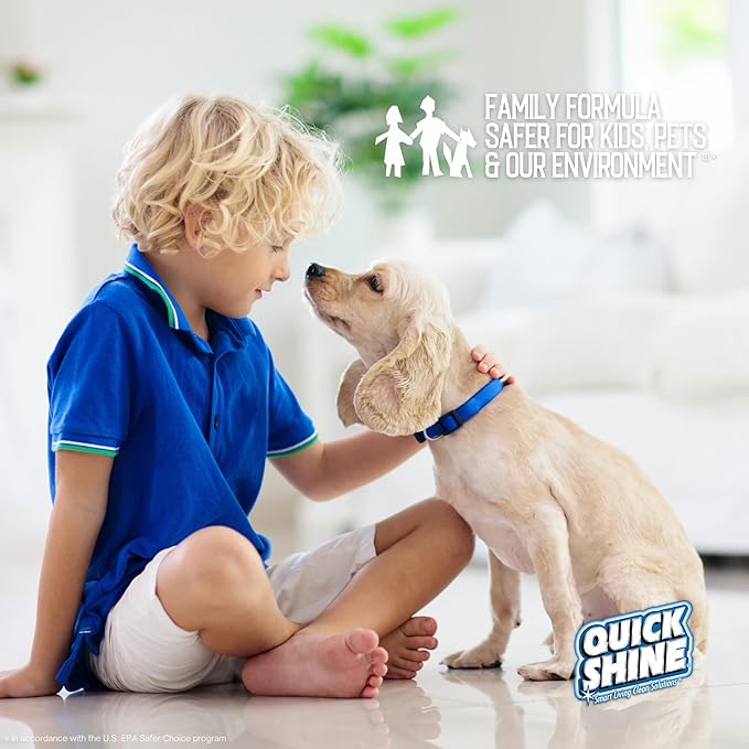 Quick Shine Hardwood Floor Cleaner Daily Care 24oz, 6Pk | Naturally Cleans Dirt & Scuff Marks | Dirt Dissolving, Streak Free, No Rinse & Ready to Use | Spray, Wipe, Done! | Safer Choice Cleaner