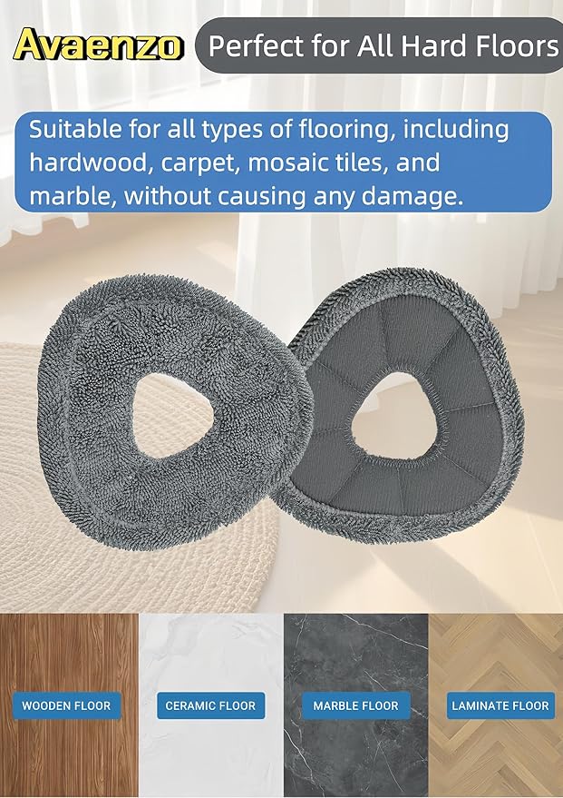 Avaenzo 6 Pack Replacement Mop Pads Compatible with Narwal Freo X Z Ultra Z10 Freo Pro J3 J4 YJCC012 YJCC015 Ultra-fine Resuable Mop Cloth Robot Vacuum Cleaner Accessories, Grey