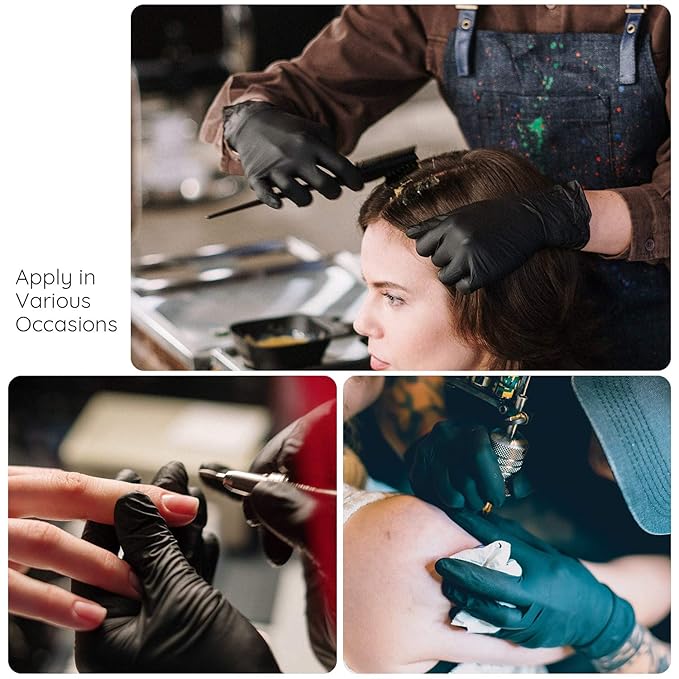 Segbeauty Dye Gloves for Hair, 20 Counts Black Reusable Hair Color Gloves Professional Washable Rubber Glove Hair Coloring Accessories for Home Cleaning Hair Dye Salon Highlighting - Large