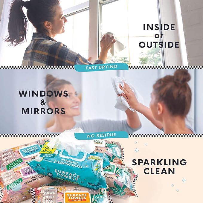 3 Packs Surface Wipes with Bleach, Thick & Large Dispose, All-Purpose Cleaner for Bathroom, Kitchen, Office, 300 Count Soft Flow, Biodegradable, Fresh Scent