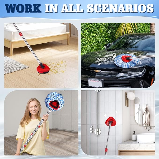 6 Pack Mop Replacement Heads Compatible with Oceda RinseClean 2-Tank System - Includes 1 Mop Base,6 Microfiber Mop Refills, Easy Cleaning Mop Head Replacement