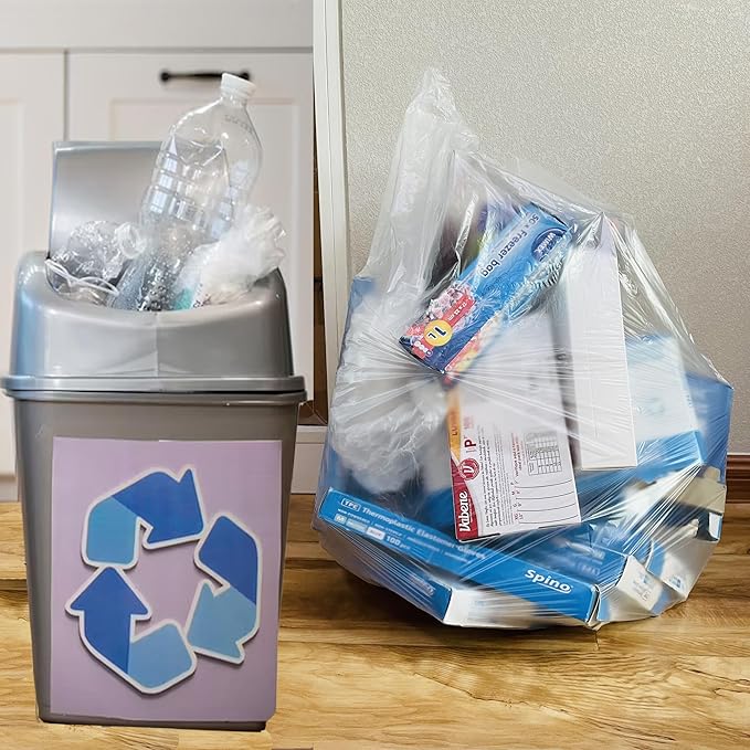 BEIDOU-PAC 4-6 Gallon Trash Bags, 300 Count Bulk, Clear Plastic Recycling Bags, Multi-purpose Garbage Bags for Business Home Bathroom Kitchen Commercial and Industrial