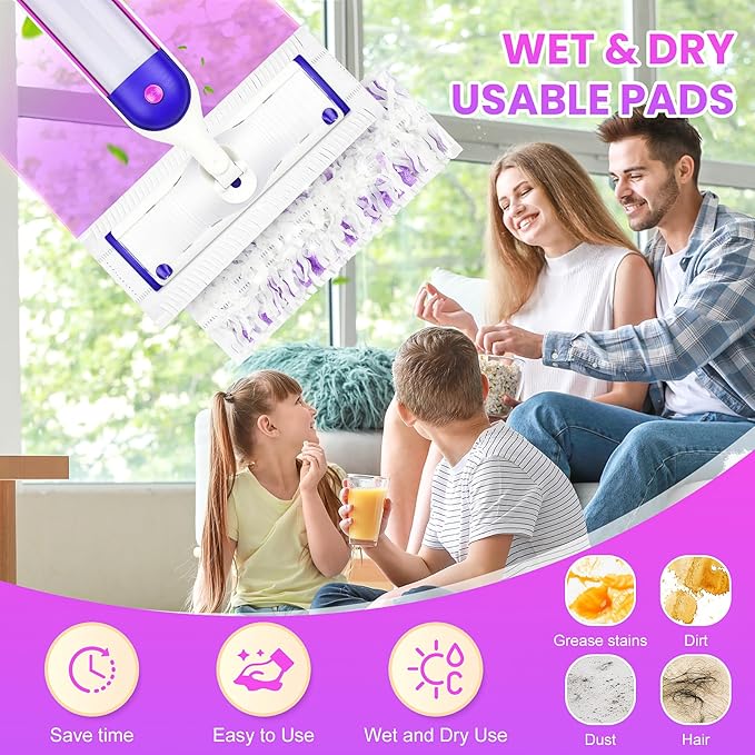 Pure Realm 40 Cout Power Mop Pads Refills for Powermop , Multi-Surface Disposablen swiffer Power Mop Pads,Unscented Spray Cleaning Repalcement Pads Refill