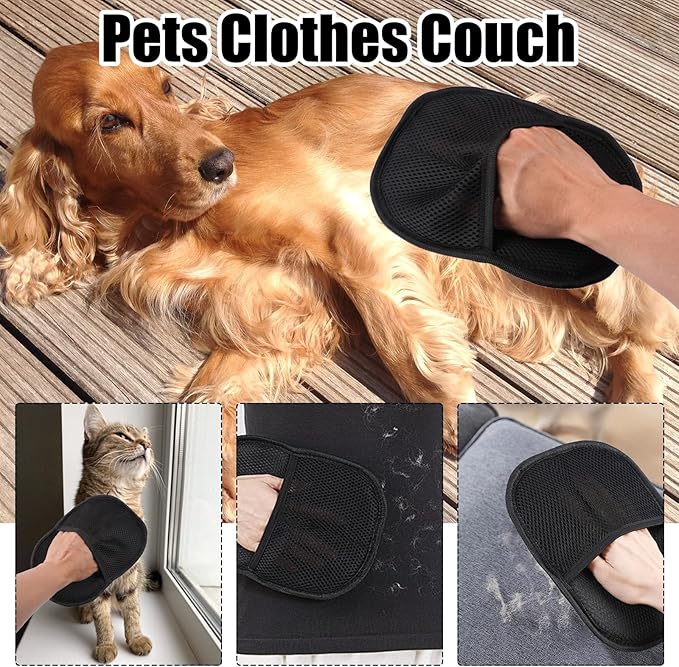 2Pcs Pet Hair Removal Glove for Cats & Dogs, Electrostatic Gloves Pet Hair, Double Sided Reusable Pets Grooming Hair Removal Glove for Washing, Deshedding Furniture, Car, Couch, Carpet