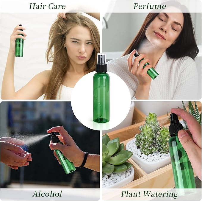 36 Pack Fine Mist Small Spray Bottles 4 oz/120 ml Plastic Spray Bottles, Empty Small Travel Spray Bottle, Refillable Mini Sprayer Bottle Bulk with Funnels and Labels, Green