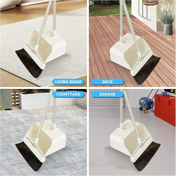 3-in-1 Magnetic Broom and Dustpan Set, Self-Cleaning Broom with Dustpan Combo Set,180° Rotatable Silicone Broom, Upright Standing Dustpan for Home, Kitchen, Office, Hall Floor