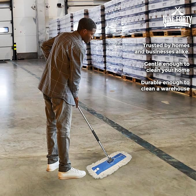 Nine Forty Industrial-Grade 60x5 Cotton Dust Mop Head Refills, Perfect Replacement for Busy Home, Gym, Industrial and Commercial Spaces, Heavy-Duty Mop for Janitorial & Housekeeping Needs - 1 Pack