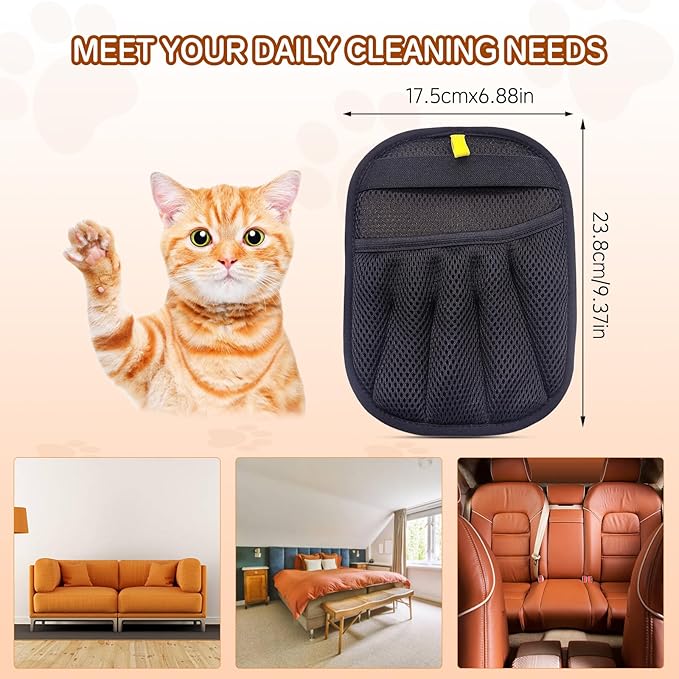 Yionaiyi Pet Hair Remover Electrostatic Gloves,Pet Hair Removal for Cats & Dogs, Cat Grooming Gloves,Pet Hair Fur Removal Mitt, Cleanup for Furniture, Clothing, and Upholstery,Reusable (2pcs)