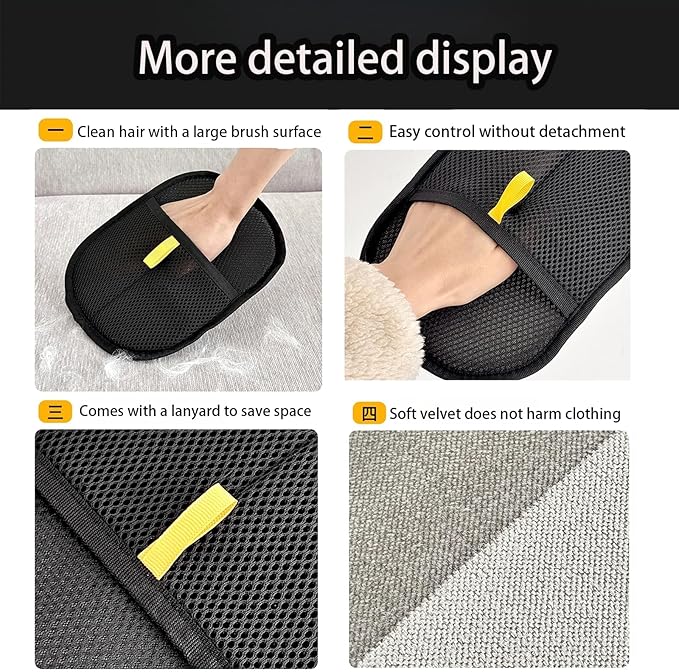 OYXYIGOUCL 3 Pcs Pet Hair Remover Electrostatic Gloves,Pet Hair Removal Glove,Electrostatic Pet Hair Remover Gloves for Furniture, Carpet, and Car Seats - Reusable Pet Grooming Tool (3)