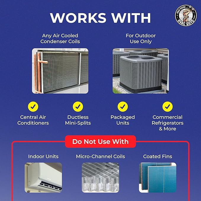 Blue Blaster AC Coil Cleaner Foam - Quart | Extreme Duty Formula for Outdoor AC Condenser Units | 3 to 1 Concentrate Makes 1 Gallon | HVAC Coil Cleaner Lifts Dirt and Grime from the Inside Out
