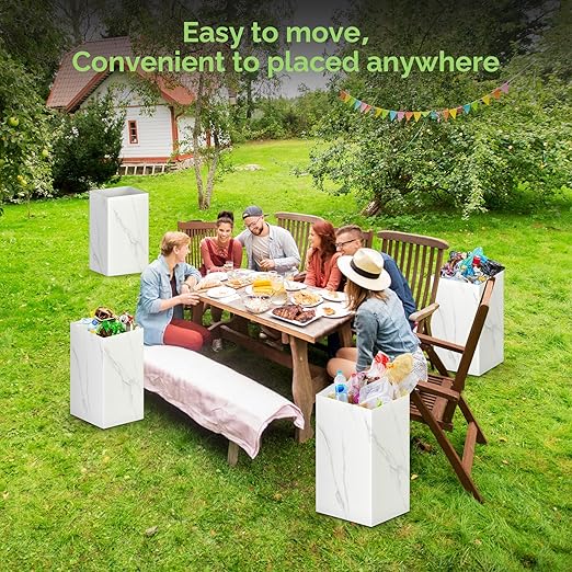 4 Pack Extra Large Disposable Trash Cans, Reusable Portable Garbage Can, 13 Gallon (21.6" H x 13.5" W x 10" D), Extra Thick Recycled Cardboard Portable Garbage Can and Recycling Bins,Marble