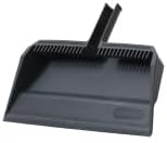 Superio 4-Pack Wide Plastic Dustpan with Comb - 16" Wide, Rubber Lip, Broom Handle Clip, Grey