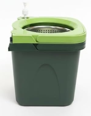 BOLDë Thunder Mop Spin System -Double-Sided- 2 Compact Stackable 6L Buckets, Microfiber Head, Stainless Steel Wringer, Antifungal Quick-Dry Cleaning, Soap Dispenser, 3 Free Refills (Lime/Forest Green)