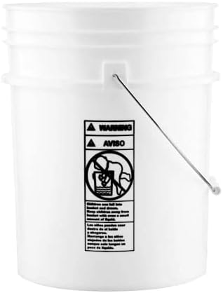House Naturals 5 Gal White Plastic Buckets Food Grade BPA Free Premium 90 mil pails with Gasket Lids - Pack of 3 - Made in USA