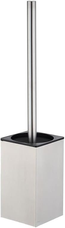Freestanding Toilet Brush and Holder Set Stainless Steel Toilet Bowl Cleaners Square Modern Toilet Brush Heavy Duty Bathroom Accessories (Brushed Silver)