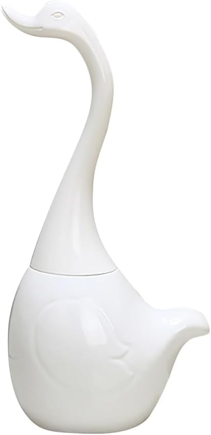 AORTULL Swan Toilet Brush and Ceramic Holder Set,Cute Bathroom Decor, Non-Scratch Bristles, Space-Saving White Household Cleaning Tool for Bathtub