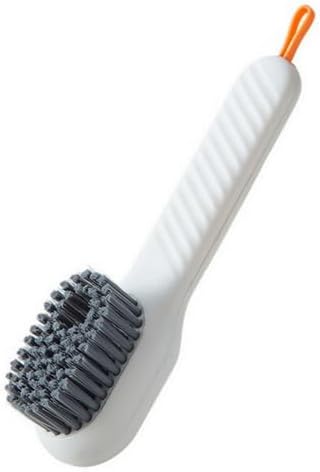 Multifunctional Cleaning Brush with Plaid Grip, Soft Fine Bristles, Easy Decontaminate,soap Dispenser (White)