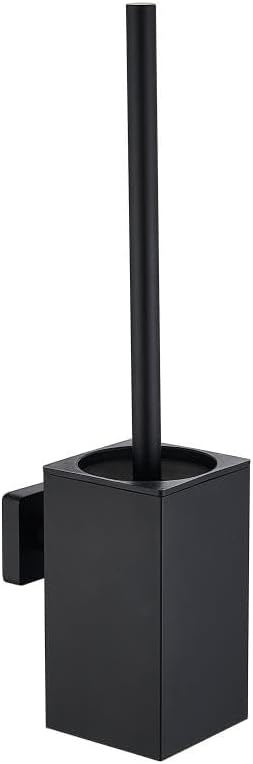 LSWYYP Toilet Bowl Brush Holder Square,Stainless Steel Square Wall Mounted Toilet Brush with Lid,Cleaning Toilet Brush Set for Bathroom,Black