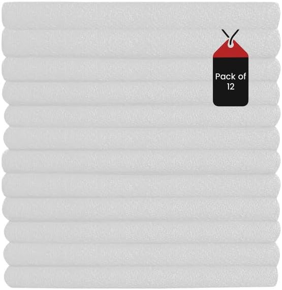 Premium White Huck Towels – (12 Pack) 15 x 30 inches 100% Cotton Bulk Towel for General Cleaning, Auto Shop, and Hospital Use, Super Absorbent, Machine Washable Cloth