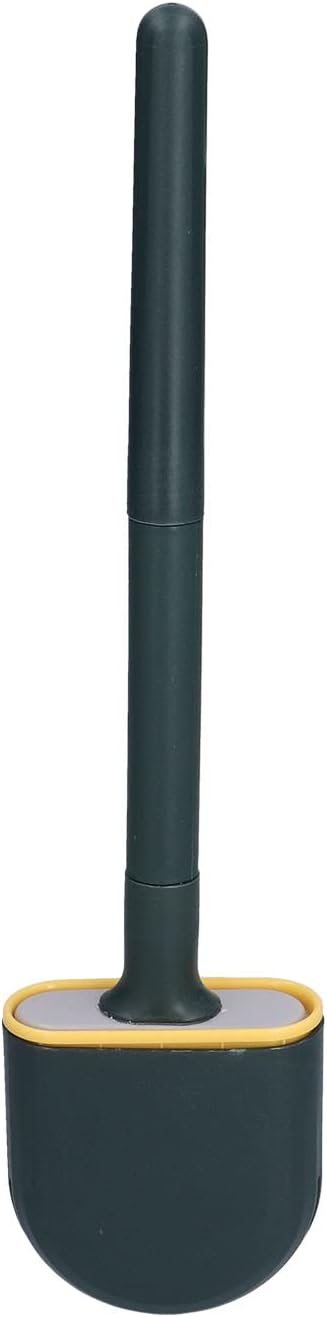 KJAOYU Silicone Toilet Brush,Wall-Mounted Toilet Brush Drying Holder Set - with Detachable Handle Cleaning Tool for Home Hotel Bathroom - Orange(Green)