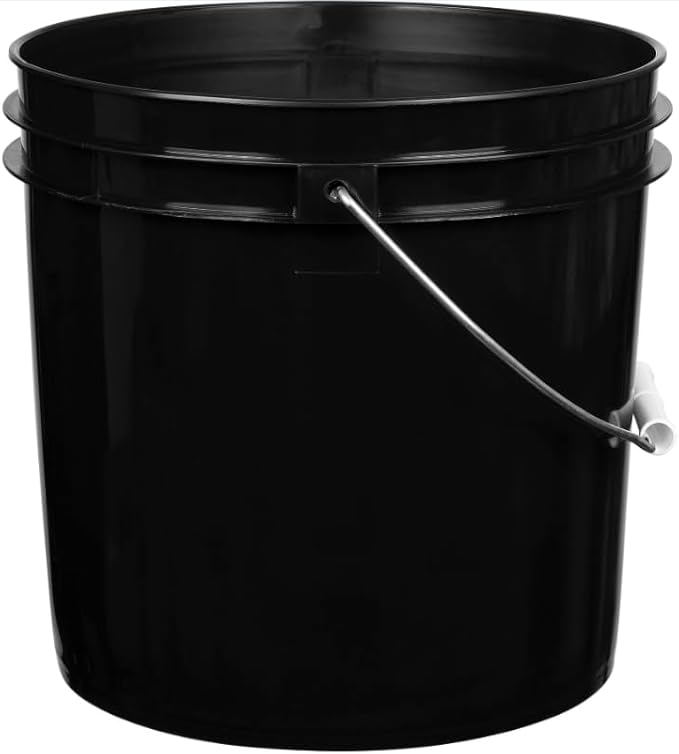 House Naturals 2 Gallon White Bucket with Screw on Lid - Pack of 3 Made in USA contrainers (Black Buckets with Blue Lids)
