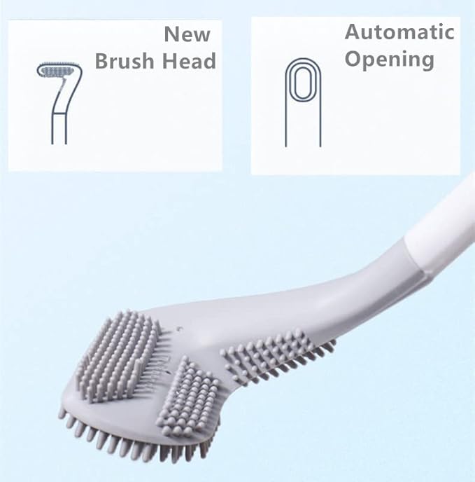 Long Handled Golf Toilet Brush，Flexible Silicone Toilet Bowl Cleaning Brush，Wall-Mounted 360 ° Non-Dead Angle Toilet Cleaning Brush (Black and Green)