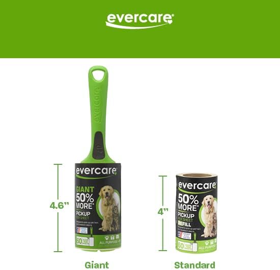 Evercare Pack of 5 Pet Extreme Stick Giant Refillable Lint Roller, 60 Sheets