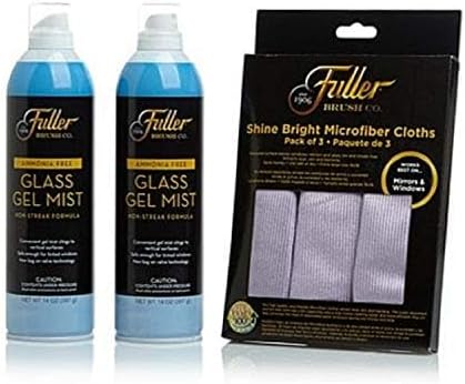 Fuller Brush Glass Cleaning Kit with 2 Cans of Glass Gel Mist Sprays and Pack of 3 Shine Bright Microfiber Cleaning Cloths