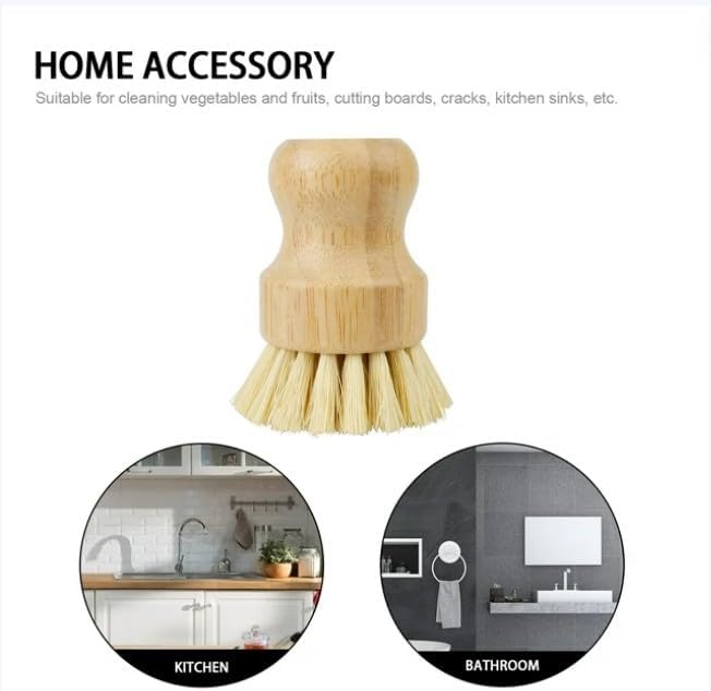 1 Pcs Palm Wooden Dish Scrubber Brush,Bamboo Dish Brush Set, Dish Brushes, Durable Wood Dishes Scrub Brush, Natural Round Vegetable Cleaning Pots Pans Sink Washing Kitchen Brush & Tools