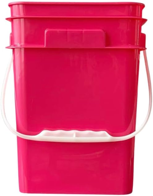 House Naturals 4 Gallon Square Buckets with lids- Made in USA Container- Pack of 10 (Magenta - Black lids)