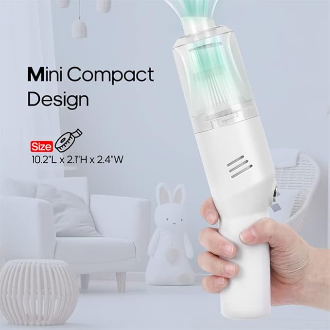 Auloea Wireless Mini Car Vacuum Cleaner(400g) Portable Rechargeable,Handheld Vacuums, Mini but Mighty Dust Busters Cordless Rechargeable,Hand Held Vac for Car/Desk V06/white