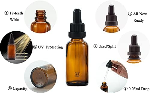 YIZHAO Amber Glass Dropper Bottle 1oz, Tincture Bottles with Glass Dropper, for Essential Oils, Aromatherapy, Cosmetic, Laboratory, Pharmacy, Liquids, Travel –12 Pcs
