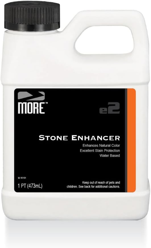 MORE Stone Enhancer & Sealer | 2-in-1 Formula for Indoor & Outdoor | Water-Based, Color Enhancing, Stain Protection for Marble, Granite, Limestone, Travertine & Natural Stone | No Gloss Finish [16 oz]