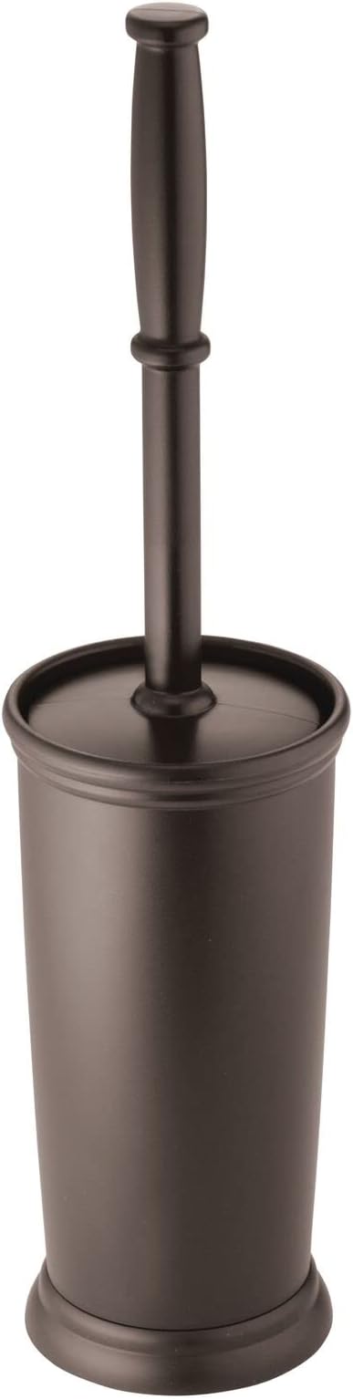 mDesign Metal Freestanding Slim Toilet Bowl Brush and Holder