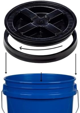 House Naturals 3.5 Gal Blue Plastic Buckets Food Grade BPA Free Made in USA pails with Screw On Lids - Pack of 2