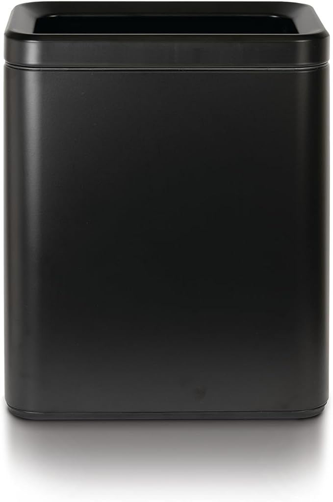 CLOROX Slim Open Trash Can - 2.6 Gallon (10 Liter) Small Metal Waste Basket with Removable Bucket for Narrow Spaces - Stainless Steel Garbage Bin for Bathroom, Bedroom, or Office, Black