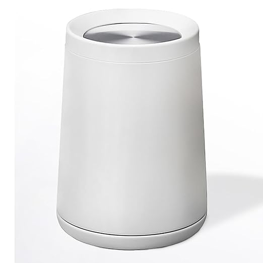 8L/2.1GALbrass Garbage can with Swing lid，Brushed Nickel Gold Trash can,Matte Gold Trash can for Bathroom,Powder Room,Bedroom,Laundry Room (white-32-8l)