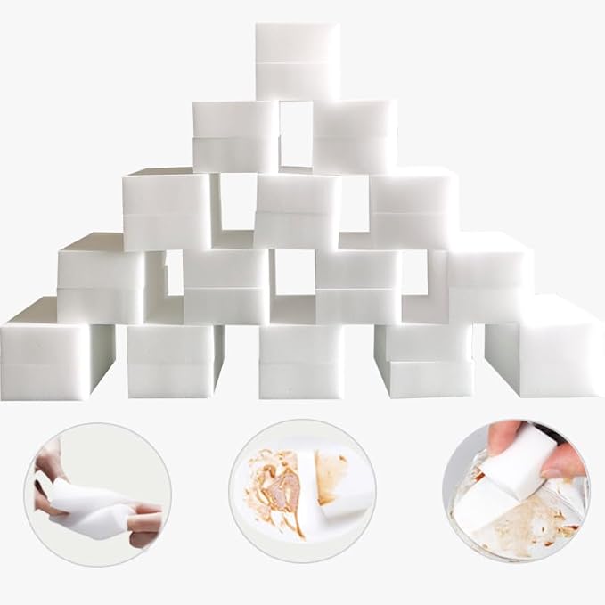 50 Pack Melamine Sponge Foam Pads,Multi-Functional Household Cleaning Kitchen Dish Sponge for Furniture,Bathroom,Bathtub, Sink,Floor, 1.18in - Kitchen & Bathroom Scrub Pads (Extra-Thick) (100)