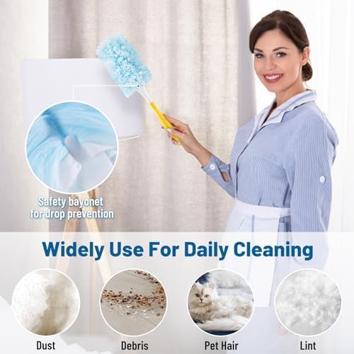 Duster Refill for Swiffer Duster Refill，360 Dusters Heavy Duty Refills, Multi Surface Disposable Duster Kit Unscented for Home, Office, Furniture (60 Count + 2 Handle)