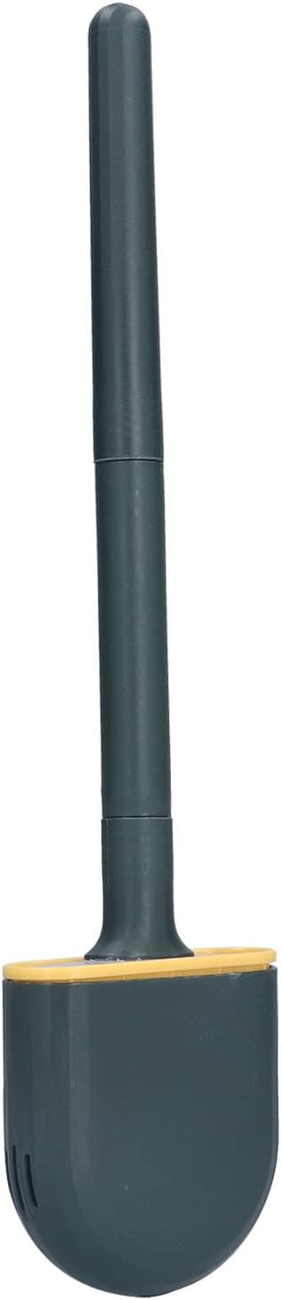 KJAOYU Silicone Toilet Brush,Wall-Mounted Toilet Brush Drying Holder Set - with Detachable Handle Cleaning Tool for Home Hotel Bathroom - Orange(Green)