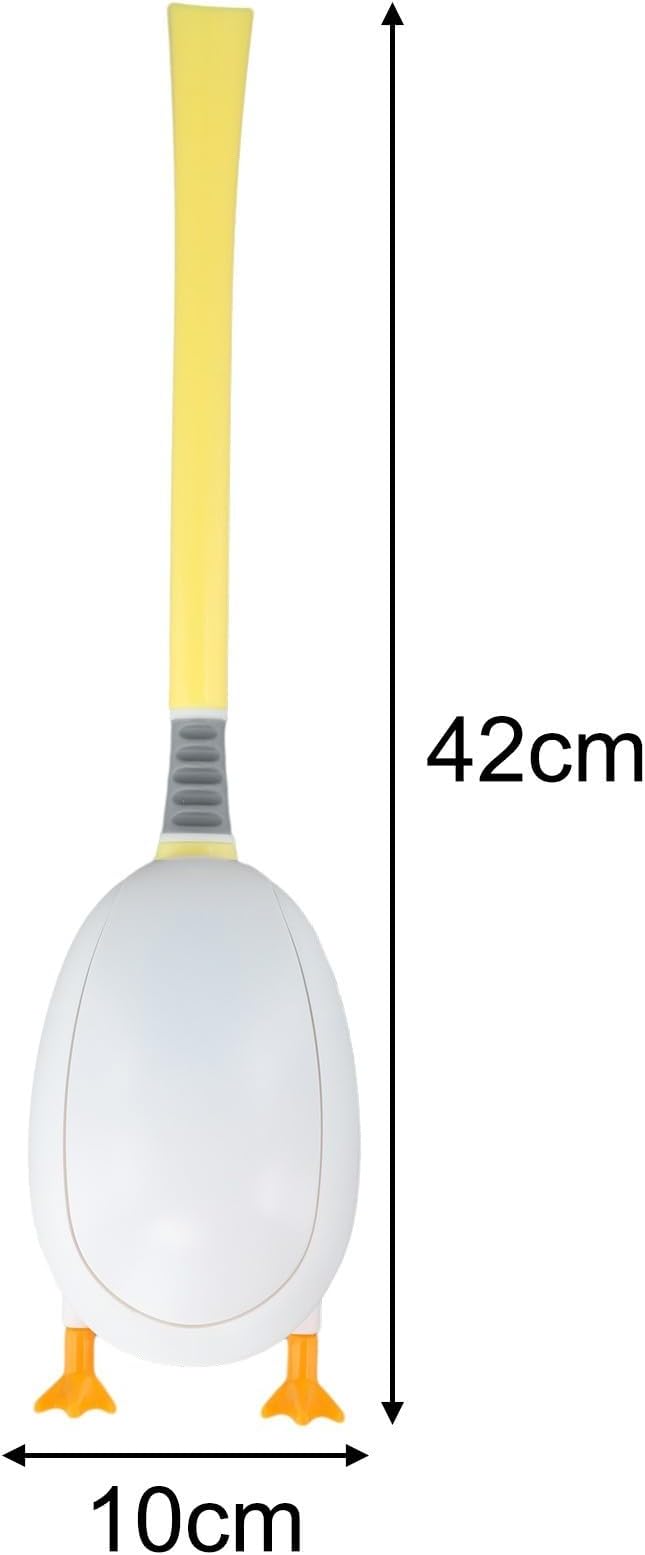 Duck Silicone Toilet Brush and Holder Set with 360° Curved Head for Deep Cleaning, Easy Storage, White/Yellow(Yellow)