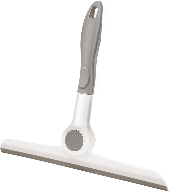 Foldable Shower Squeegee for Glass Doors，All-Purpose 9.7” Window Cleaning Squeegee, Handheld for Windows, Car Windshields & More，Grey