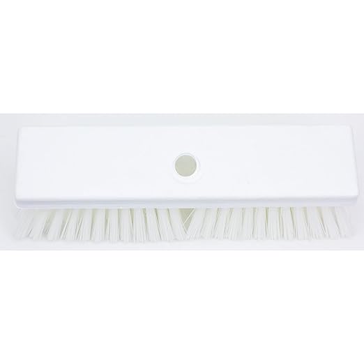 SPARTA Plastic Floor Scrub Brush, Brush Head Only, Deck Brush with ACME Standard Thread Fitting for Deck, Industrial Kitchens, and Hospitals, 10 Inches, White, (Pack of 6)