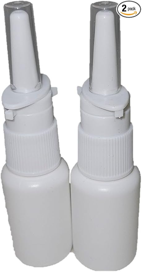 Snoot! 2-Pack 30ml (1 oz) Nasal Spray Bottle Mist Sprayer - Empty Refillable White Plastic Spray Bottles - Reusable Sprayer Nasal Cleanser & other Medications