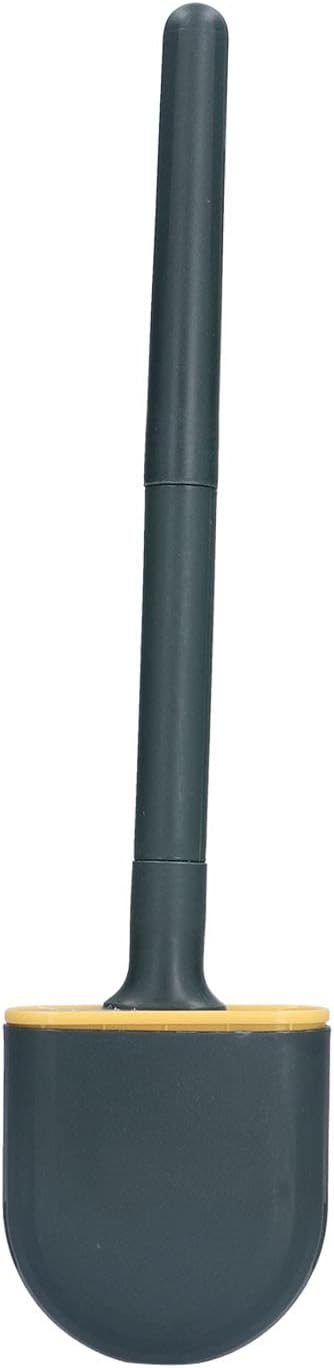KJAOYU Silicone Toilet Brush,Wall-Mounted Toilet Brush Drying Holder Set - with Detachable Handle Cleaning Tool for Home Hotel Bathroom - Orange(Green)
