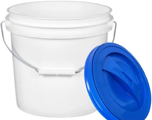 House Naturals 2 Gallon Plastic Food Grade BPA Free Made in USA Buckets with Blue Screw On Lids (Pack of 4)
