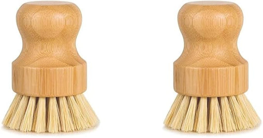 Bamboo Dish Cleaner Bristle Brush, 2-Pack